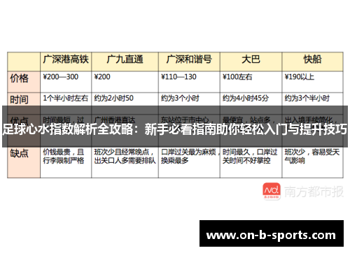 足球心水指数解析全攻略:新手必看指南助你轻松入门与提升技巧 足球心水指数解析全攻略:新手必看指南助你轻松入门与提升技巧